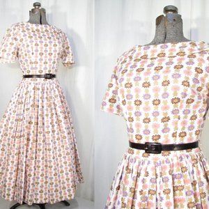 Dress printed cotton retro